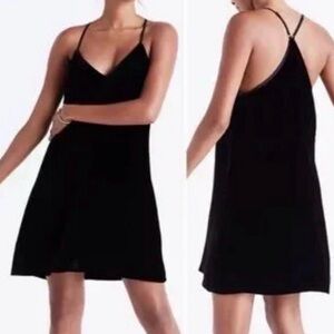 Madewell Black Velvet Lined Mini Slip Dress Size 4